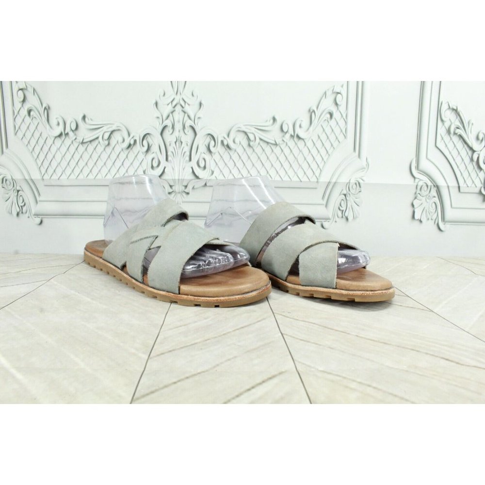 LL BEAN Lakewashed Gray Suede Strappy Slide Slip On Sandals Size 9 M - Picture 3 of 8